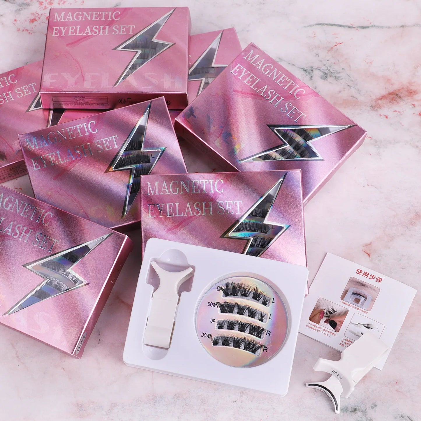 Nouveau kit de cils magnétiques de voyage réutilisables — sans colle ni eyeliner, cils magnétiques quantiques avec applicateur